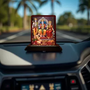 Car Desk/Table Top Lord Rama Darbar Wooden Photo Stand 3x4 Inches, Compact & Stylish Spiritual Display For Car, Home & Office (Pack Of 1) (F14246) Car Desk/Table Top Lord Rama Darbar Wooden Photo Stand 3x4 Inches, Compact & Stylish Spiritual Display For Car, Home & Office (Pack Of 1) (F14246)