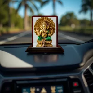 Car Desk/Table Top Lord Ganesha Wooden Photo Stand 3x4 Inches, Compact & Stylish Spiritual Display For Car, Home & Office (Pack Of 1) (F14262) Car Desk/Table Top Lord Ganesha Wooden Photo Stand 3x4 Inches, Compact & Stylish Spiritual Display For Car, Home & Office (Pack Of 1) (F14262)