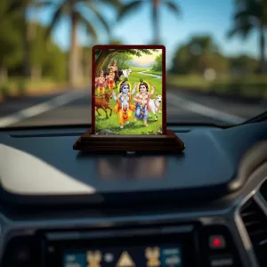 Car Desk/Table Top Lord Krishna Wooden Photo Stand 3x4 Inches, Compact & Stylish Spiritual Display For Car, Home & Office (Pack Of 1) (F14271) Car Desk/Table Top Lord Krishna Wooden Photo Stand 3x4 Inches, Compact & Stylish Spiritual Display For Car, Home & Office (Pack Of 1) (F14271)
