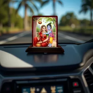 Car Desk/Table Top Yashodha Krishna Wooden Photo Stand 3x4 Inches, Compact & Stylish Spiritual Display For Car, Home & Office (Pack Of 1) (F14272) Car Desk/Table Top Yashodha Krishna Wooden Photo Stand 3x4 Inches, Compact & Stylish Spiritual Display For Car, Home & Office (Pack Of 1) (F14272)