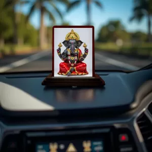 Car Desk/Table Top Lord Ganesha Wooden Photo Stand 3x4 Inches, Compact & Stylish Spiritual Display For Car, Home & Office (Pack Of 1) (F14284) Car Desk/Table Top Lord Ganesha Wooden Photo Stand 3x4 Inches, Compact & Stylish Spiritual Display For Car, Home & Office (Pack Of 1) (F14284)