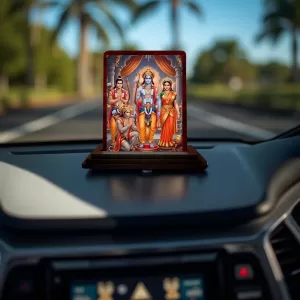 Car Desk/Table Top Rama Darbar Wooden Photo Stand 3x4 Inches, Compact & Stylish Spiritual Display For Car, Home & Office (Pack Of 1) (F14286) Car Desk/Table Top Rama Darbar Wooden Photo Stand 3x4 Inches, Compact & Stylish Spiritual Display For Car, Home & Office (Pack Of 1) (F14286)
