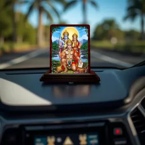 Car Desk/Table Top Lord Hanuman Rama Sita Wooden Photo Stand 3x4 Inches, Compact & Stylish Spiritual Display For Car, Home & Office (Pack Of 1) (F14287) Car Desk/Table Top Lord Hanuman Rama Sita Wooden Photo Stand 3x4 Inches, Compact & Stylish Spiritual Display For Car, Home & Office (Pack Of 1) (F14287)