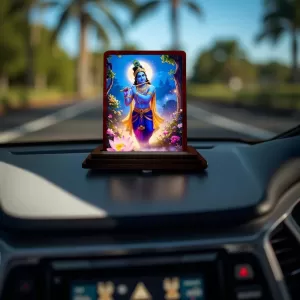 Car Desk/Table Top Lord Krishna Wooden Photo Stand 3x4 Inches, Compact & Stylish Spiritual Display For Car, Home & Office (Pack Of 1) (F14291) Car Desk/Table Top Lord Krishna Wooden Photo Stand 3x4 Inches, Compact & Stylish Spiritual Display For Car, Home & Office (Pack Of 1) (F14291)