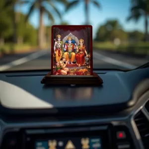 Car Desk/Table Top Lord Rama Darbar Wooden Photo Stand 3x4 Inches, Compact & Stylish Spiritual Display For Car, Home & Office (Pack Of 1) (F14294) Car Desk/Table Top Lord Rama Darbar Wooden Photo Stand 3x4 Inches, Compact & Stylish Spiritual Display For Car, Home & Office (Pack Of 1) (F14294)