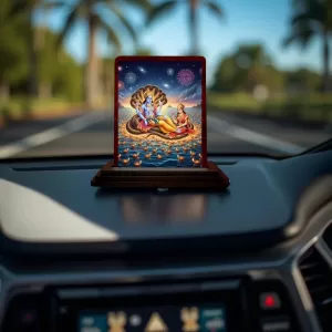 Car Desk/Table Top Lord Vishnu And Lakshmi Wooden Photo Stand 3x4 Inches, Compact & Stylish Spiritual Display For Car, Home & Office (Pack Of 1) (F14303) Car Desk/Table Top Lord Vishnu And Lakshmi Wooden Photo Stand 3x4 Inches, Compact & Stylish Spiritual Display For Car, Home & Office (Pack Of 1) (F14303)