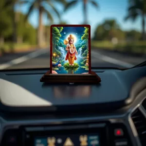 Car Desk/Table Top Lord Karthikeya Wooden Photo Stand  3x4 Inches, Compact & Stylish Spiritual Display For Car, Home & Office (Pack Of 1) (F14316)