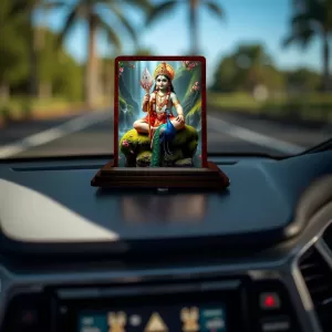 Car Desk/Table Top Lord Karthikeya Wooden Photo Stand  3x4 Inches, Compact & Stylish Spiritual Display For Car, Home & Office (Pack Of 1) (F14317)