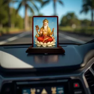 Car Desk/Table Top Lord Bramha Wooden Photo Stand 3x4 Inches, Compact & Stylish Spiritual Display For Car, Home & Office (Pack Of 1) (F14332) Car Desk/Table Top Lord Bramha Wooden Photo Stand 3x4 Inches, Compact & Stylish Spiritual Display For Car, Home & Office (Pack Of 1) (F14332)