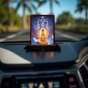 Car Desk/Table Top Lord Dattatreya Wooden Photo Stand 3x4 Inches, Compact & Stylish Spiritual Display For Car, Home & Office (Pack Of 1) (F14340) Car Desk/Table Top Lord Dattatreya Wooden Photo Stand 3x4 Inches, Compact & Stylish Spiritual Display For Car, Home & Office (Pack Of 1) (F14340)