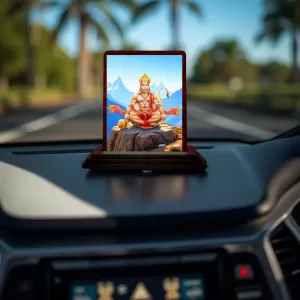 Car Desk/Table Top Lord Hanuman Wooden Photo Stand 3x4 Inches, Compact & Stylish Spiritual Display For Car, Home & Office (Pack Of 1) (F14342) Car Desk/Table Top Lord Hanuman Wooden Photo Stand 3x4 Inches, Compact & Stylish Spiritual Display For Car, Home & Office (Pack Of 1) (F14342)