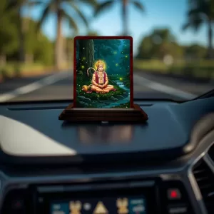 Car Desk/Table Top Lord Hanuman Wooden Photo Stand 3x4 Inches, Compact & Stylish Spiritual Display For Car, Home & Office (Pack Of 1) (F14343) Car Desk/Table Top Lord Hanuman Wooden Photo Stand 3x4 Inches, Compact & Stylish Spiritual Display For Car, Home & Office (Pack Of 1) (F14343)