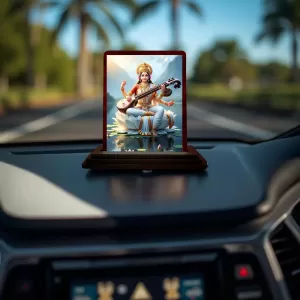 Car Desk/Table Top Lord Saraswathi Wooden Photo Stand 3x4 Inches, Compact & Stylish Spiritual Display For Car, Home & Office (Pack Of 1) (F14347) Car Desk/Table Top Lord Saraswathi Wooden Photo Stand 3x4 Inches, Compact & Stylish Spiritual Display For Car, Home & Office (Pack Of 1) (F14347)