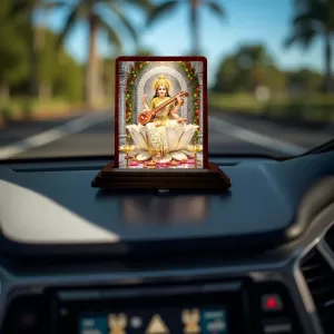 Car Desk/Table Top Lord Saraswathi Wooden Photo Stand 3x4 Inches, Compact & Stylish Spiritual Display For Car, Home & Office (Pack Of 1) (F14348) Car Desk/Table Top Lord Saraswathi Wooden Photo Stand 3x4 Inches, Compact & Stylish Spiritual Display For Car, Home & Office (Pack Of 1) (F14348)