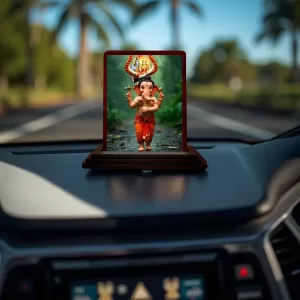 Car Desk/Table Top Lord Ganesha Wooden Photo Stand 3x4 Inches, Compact & Stylish Spiritual Display For Car, Home & Office (Pack Of 1) (F14351) Car Desk/Table Top Lord Ganesha Wooden Photo Stand 3x4 Inches, Compact & Stylish Spiritual Display For Car, Home & Office (Pack Of 1) (F14351)