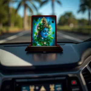 Car Desk/Table Top Lord Krishna Wooden Photo Stand 3x4 Inches, Compact & Stylish Spiritual Display For Car, Home & Office (Pack Of 1) (F14357) Car Desk/Table Top Lord Krishna Wooden Photo Stand 3x4 Inches, Compact & Stylish Spiritual Display For Car, Home & Office (Pack Of 1) (F14357)