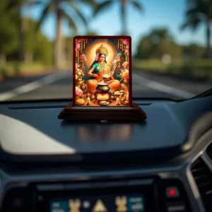 Car Desk/Table Top Annapurna Devi Wooden Photo Stand  3x4 Inches, Compact & Stylish Spiritual Display For Car, Home & Office (Pack Of 1) (F14372)