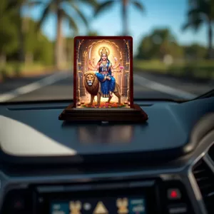 Car Desk/Table Top Goddess Durga Wooden Photo Stand 3x4 Inches, Compact & Stylish Spiritual Display For Car, Home & Office (Pack Of 1) (F14373) Car Desk/Table Top Goddess Durga Wooden Photo Stand 3x4 Inches, Compact & Stylish Spiritual Display For Car, Home & Office (Pack Of 1) (F14373)