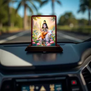 Car Desk/Table Top Lord Shiva Wooden Photo Stand 3x4 Inches, Compact & Stylish Spiritual Display For Car, Home & Office (Pack Of 1) (F14376) Car Desk/Table Top Lord Shiva Wooden Photo Stand 3x4 Inches, Compact & Stylish Spiritual Display For Car, Home & Office (Pack Of 1) (F14376)