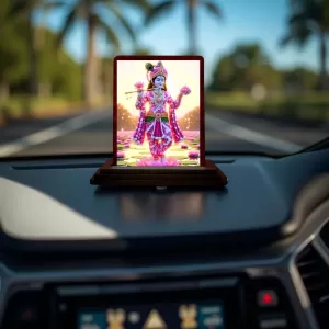 Car Desk/Table Top Lord Krishna Wooden Photo Stand 3x4 Inches, Compact & Stylish Spiritual Display For Car, Home & Office (Pack Of 1) (F14385) Car Desk/Table Top Lord Krishna Wooden Photo Stand 3x4 Inches, Compact & Stylish Spiritual Display For Car, Home & Office (Pack Of 1) (F14385)