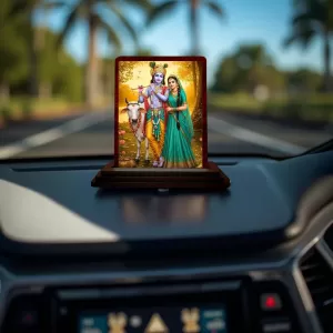 Car Desk/Table Top Lord Krishna And Radha Wooden Photo Stand 3x4 Inches, Compact & Stylish Spiritual Display For Car, Home & Office (Pack Of 1) (F14386) Car Desk/Table Top Lord Krishna And Radha Wooden Photo Stand 3x4 Inches, Compact & Stylish Spiritual Display For Car, Home & Office (Pack Of 1) (F14386)