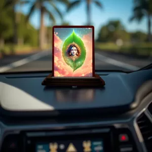 Car Desk/Table Top Lord Krishna Wooden Photo Stand 3x4 Inches, Compact & Stylish Spiritual Display For Car, Home & Office (Pack Of 1) (F14391) Car Desk/Table Top Lord Krishna Wooden Photo Stand 3x4 Inches, Compact & Stylish Spiritual Display For Car, Home & Office (Pack Of 1) (F14391)