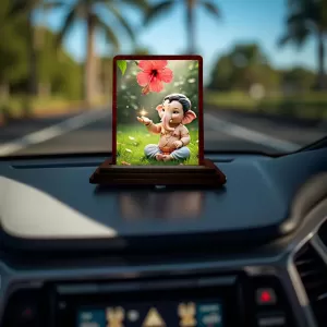 Car Desk/Table Top Lord Ganesha Wooden Photo Stand 3x4 Inches, Compact & Stylish Spiritual Display For Car, Home & Office (Pack Of 1) (F14394) Car Desk/Table Top Lord Ganesha Wooden Photo Stand 3x4 Inches, Compact & Stylish Spiritual Display For Car, Home & Office (Pack Of 1) (F14394)