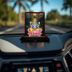 Car Desk/Table Top Lord Vishnu Wooden Photo Stand 3x4 Inches, Compact & Stylish Spiritual Display For Car, Home & Office (Pack Of 1) (F14405) Car Desk/Table Top Lord Vishnu Wooden Photo Stand 3x4 Inches, Compact & Stylish Spiritual Display For Car, Home & Office (Pack Of 1) (F14405)