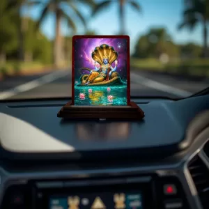 Car Desk/Table Top Lord Vishnu Wooden Photo Stand 3x4 Inches, Compact & Stylish Spiritual Display For Car, Home & Office (Pack Of 1) (F14421) Car Desk/Table Top Lord Vishnu Wooden Photo Stand 3x4 Inches, Compact & Stylish Spiritual Display For Car, Home & Office (Pack Of 1) (F14421)