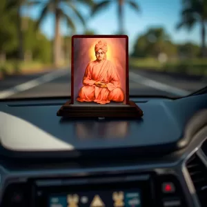 Car Desk/Table Top Swami Vivekananda Wooden Photo Stand 3x4 Inches, Compact & Stylish Spiritual Display For Car, Home & Office (Pack Of 1) (F14429) Car Desk/Table Top Swami Vivekananda Wooden Photo Stand 3x4 Inches, Compact & Stylish Spiritual Display For Car, Home & Office (Pack Of 1) (F14429)