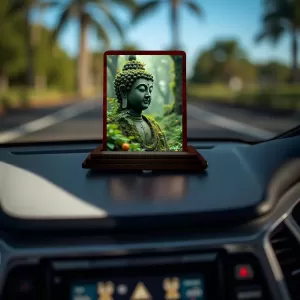 Car Desk/Table Top Lord Buddha Wooden Photo Stand 3x4 Inches, Compact & Stylish Spiritual Display For Car, Home & Office (Pack Of 1) (F14448) Car Desk/Table Top Lord Buddha Wooden Photo Stand 3x4 Inches, Compact & Stylish Spiritual Display For Car, Home & Office (Pack Of 1) (F14448)