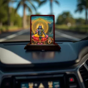 Car Desk/Table Top Lord Surya Deva Wooden Photo Stand 3x4 Inches, Compact & Stylish Spiritual Display For Car, Home & Office (Pack Of 1) (F14459) Car Desk/Table Top Lord Surya Deva Wooden Photo Stand 3x4 Inches, Compact & Stylish Spiritual Display For Car, Home & Office (Pack Of 1) (F14459)