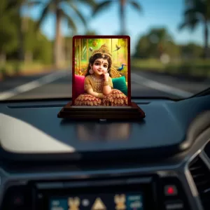 Car Desk/Table Top Cute Radha Wooden Photo Stand 3x4 Inches, Compact & Stylish Spiritual Display For Car, Home & Office (Pack Of 1) (F14461) Car Desk/Table Top Cute Radha Wooden Photo Stand 3x4 Inches, Compact & Stylish Spiritual Display For Car, Home & Office (Pack Of 1) (F14461)