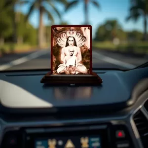 Car Desk/Table Top Mahaveer Babaji Wooden Photo Stand 3x4 Inches, Compact & Stylish Spiritual Display For Car, Home & Office (Pack Of 1) (F14466) Car Desk/Table Top Mahaveer Babaji Wooden Photo Stand 3x4 Inches, Compact & Stylish Spiritual Display For Car, Home & Office (Pack Of 1) (F14466)