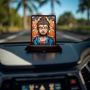 Car Desk/Table Top Lord Buddha Wooden Photo Stand 3x4 Inches, Compact & Stylish Spiritual Display For Car, Home & Office (Pack Of 1) (F14468) Car Desk/Table Top Lord Buddha Wooden Photo Stand 3x4 Inches, Compact & Stylish Spiritual Display For Car, Home & Office (Pack Of 1) (F14468)