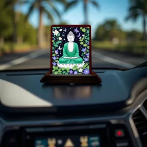 Car Desk/Table Top Lord Buddha Wooden Photo Stand 3x4 Inches, Compact & Stylish Spiritual Display For Car, Home & Office (Pack Of 1) (F14484) Car Desk/Table Top Lord Buddha Wooden Photo Stand 3x4 Inches, Compact & Stylish Spiritual Display For Car, Home & Office (Pack Of 1) (F14484)