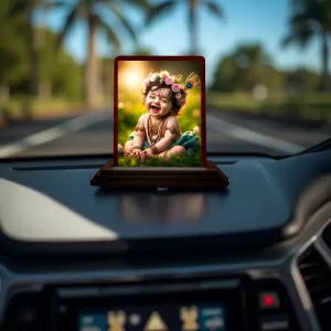 Car Desk/Table Top Lord Krishna Wooden Photo Stand 3x4 Inches, Compact & Stylish Spiritual Display For Car, Home & Office (Pack Of 1) (F14487) Car Desk/Table Top Lord Krishna Wooden Photo Stand 3x4 Inches, Compact & Stylish Spiritual Display For Car, Home & Office (Pack Of 1) (F14487)