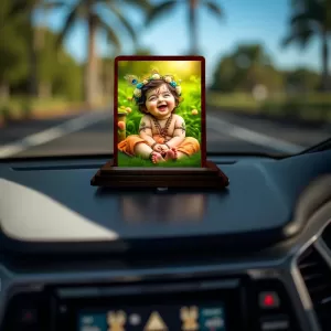 Car Desk/Table Top Lord Krishna Wooden Photo Stand 3x4 Inches, Compact & Stylish Spiritual Display For Car, Home & Office (Pack Of 1) (F14494) Car Desk/Table Top Lord Krishna Wooden Photo Stand 3x4 Inches, Compact & Stylish Spiritual Display For Car, Home & Office (Pack Of 1) (F14494)