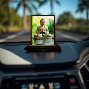 Car Desk/Table Top Lord Buddha Wooden Photo Stand 3x4 Inches, Compact & Stylish Spiritual Display For Car, Home & Office (Pack Of 1) (F14495) Car Desk/Table Top Lord Buddha Wooden Photo Stand 3x4 Inches, Compact & Stylish Spiritual Display For Car, Home & Office (Pack Of 1) (F14495)