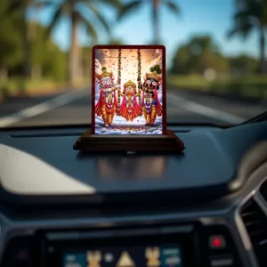 Car Desk/Table Top Lord Jagannath Wooden Photo Stand 3x4 Inches, Compact & Stylish Spiritual Display For Car, Home & Office (Pack Of 1) (F14499) Car Desk/Table Top Lord Jagannath Wooden Photo Stand 3x4 Inches, Compact & Stylish Spiritual Display For Car, Home & Office (Pack Of 1) (F14499)