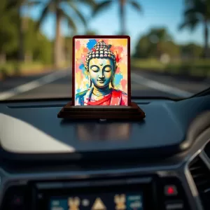Car Desk/Table Top Lord Buddha Wooden Photo Stand 3x4 Inches, Compact & Stylish Spiritual Display For Car, Home & Office (Pack Of 1) (F14507) Car Desk/Table Top Lord Buddha Wooden Photo Stand 3x4 Inches, Compact & Stylish Spiritual Display For Car, Home & Office (Pack Of 1) (F14507)