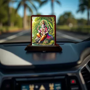 Car Desk/Table Top Lord Ganesha Wooden Photo Stand 3x4 Inches, Compact & Stylish Spiritual Display For Car, Home & Office (Pack Of 1) (F14509) Car Desk/Table Top Lord Ganesha Wooden Photo Stand 3x4 Inches, Compact & Stylish Spiritual Display For Car, Home & Office (Pack Of 1) (F14509)