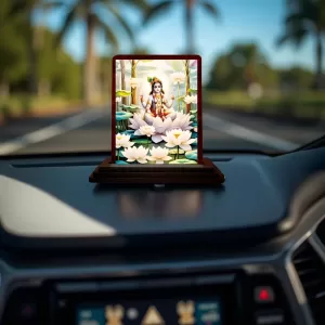 Car Desk/Table Top Lord Krishna Wooden Photo Stand  3x4 Inches, Compact & Stylish Spiritual Display For Car, Home & Office (Pack Of 1) (F14516)