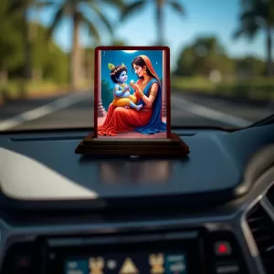 Car Desk/Table Top Yashodha With Krishna Wooden Photo Stand 3x4 Inches, Compact & Stylish Spiritual Display For Car, Home & Office (Pack Of 1) (F14521) Car Desk/Table Top Yashodha With Krishna Wooden Photo Stand 3x4 Inches, Compact & Stylish Spiritual Display For Car, Home & Office (Pack Of 1) (F14521)