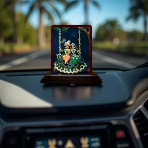 Car Desk/Table Top Radha Krishna Wooden Photo Stand 3x4 Inches, Compact & Stylish Spiritual Display For Car, Home & Office (Pack Of 1) (F14522) Car Desk/Table Top Radha Krishna Wooden Photo Stand 3x4 Inches, Compact & Stylish Spiritual Display For Car, Home & Office (Pack Of 1) (F14522)