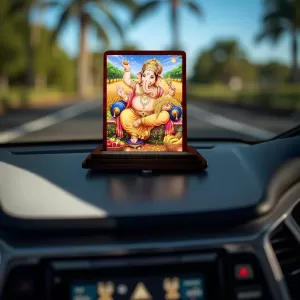 Car Desk/Table Top Lord Ganesha Wooden Photo Stand 3x4 Inches, Compact & Stylish Spiritual Display For Car, Home & Office (Pack Of 1) (F14523) Car Desk/Table Top Lord Ganesha Wooden Photo Stand 3x4 Inches, Compact & Stylish Spiritual Display For Car, Home & Office (Pack Of 1) (F14523)