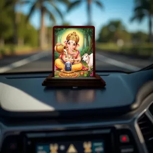 Car Desk/Table Top Lord Ganesha Wooden Photo Stand 3x4 Inches, Compact & Stylish Spiritual Display For Car, Home & Office (Pack Of 1) (F14524) Car Desk/Table Top Lord Ganesha Wooden Photo Stand 3x4 Inches, Compact & Stylish Spiritual Display For Car, Home & Office (Pack Of 1) (F14524)