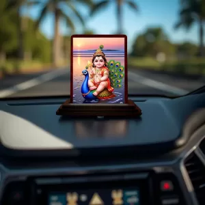 Car Desk/Table Top Lord Murugan Wooden Photo Stand 3x4 Inches, Compact & Stylish Spiritual Display For Car, Home & Office (Pack Of 1) (F14525) Car Desk/Table Top Lord Murugan Wooden Photo Stand 3x4 Inches, Compact & Stylish Spiritual Display For Car, Home & Office (Pack Of 1) (F14525)