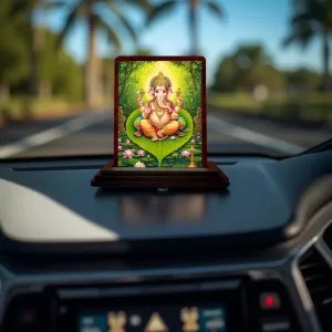 Car Desk/Table Top Lord Ganesha Wooden Photo Stand 3x4 Inches, Compact & Stylish Spiritual Display For Car, Home & Office (Pack Of 1) (F14526) Car Desk/Table Top Lord Ganesha Wooden Photo Stand 3x4 Inches, Compact & Stylish Spiritual Display For Car, Home & Office (Pack Of 1) (F14526)