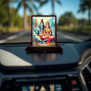 Car Desk/Table Top Lord Shiva And Parvathi Wooden Photo Stand 3x4 Inches, Compact & Stylish Spiritual Display For Car, Home & Office (Pack Of 1) (F14529) Car Desk/Table Top Lord Shiva And Parvathi Wooden Photo Stand 3x4 Inches, Compact & Stylish Spiritual Display For Car, Home & Office (Pack Of 1) (F14529)